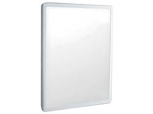 Specchio bagno in abs - mm.333x254x21 - colore bianco - adesivo, specchio in vetro