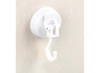 Gancio bagno clip - mm.65x39x105 - colore bianco - in abs attacco con ventosa