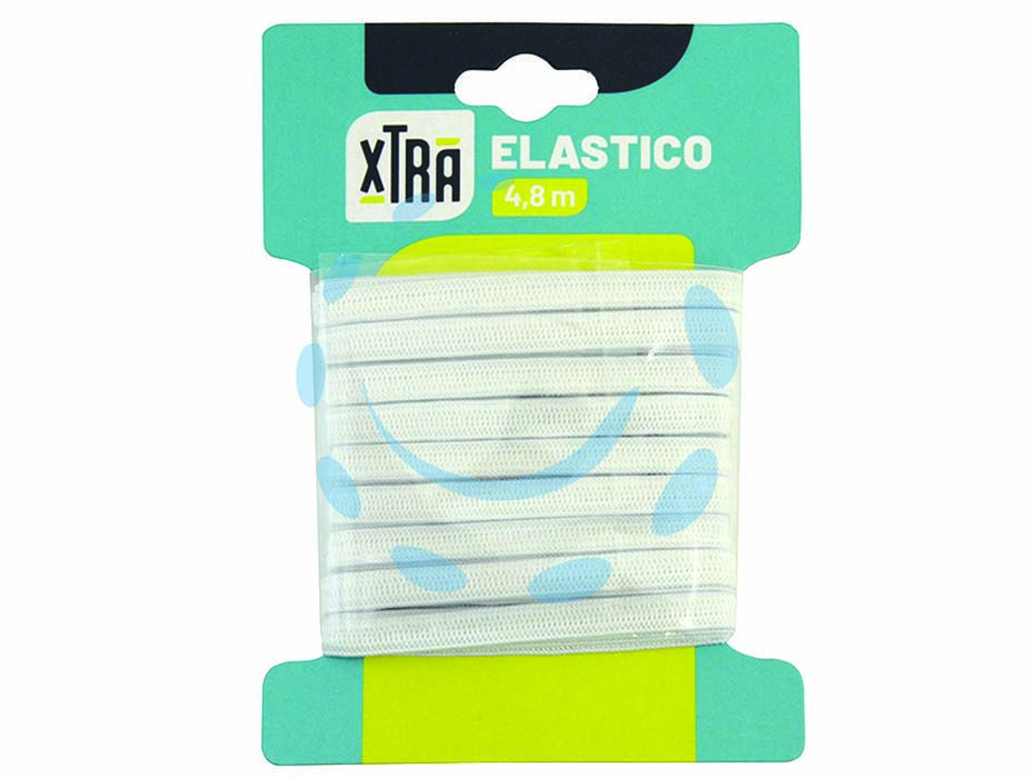 Elastico in poliestere e gomma bianco - cm.480, largh. mm.5 - fatto al 60% di poliestere e al 40% di gomma