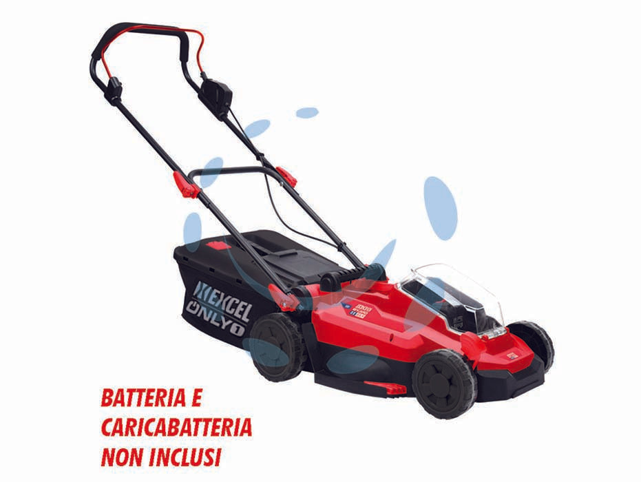 Rasaerba a batteria 18v taglio cm.33 rab33 only1 - BATTERIA E CARICABATTERIA NON INCLUSI, alimentazione 1 batteria 18V Ah2.0/4.0 litio, telaio ABS larghezza taglio cm.33, tagli...