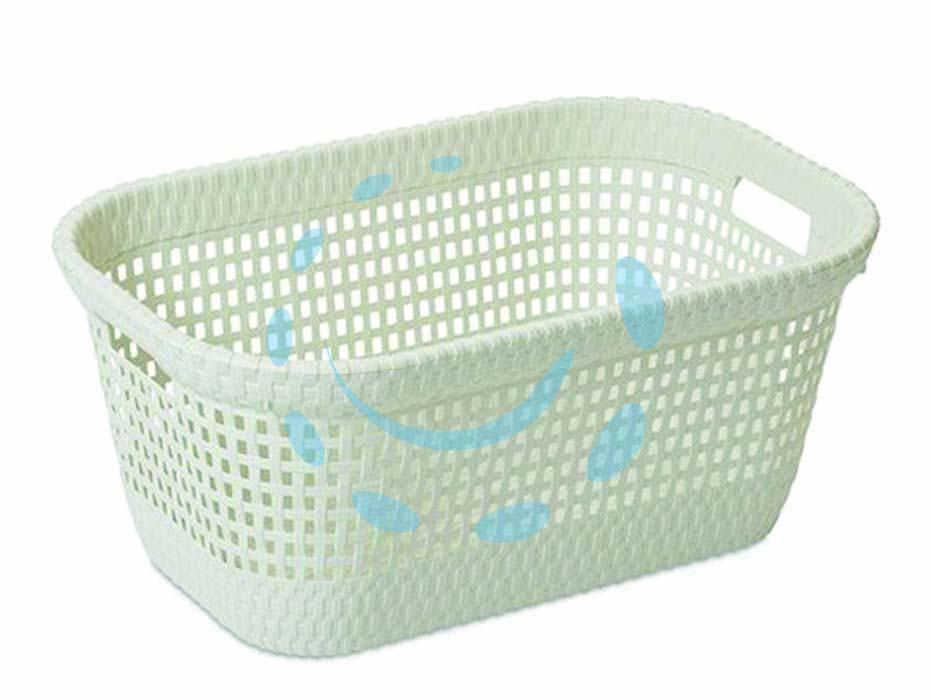 Cesta portapanni laundry basket lt.45 colore bianco art.438 - cm.60x40x26h. - in plastica con effetto rattan