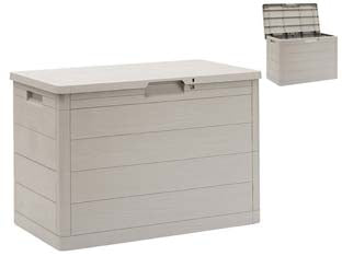 Baule multiuso woodys 160 colore tortora lt.160 art.186 - cm.77x44x53h. - per interno ed esterno, resistente al gelo, alle interperie e ai raggi UV, struttura in resina, - maniglie per un comodo tras...