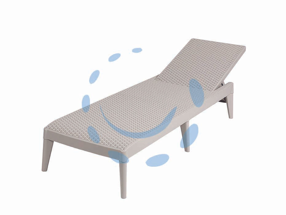 Lettino numana effetto rattan colore grigio talpa art.950 - cm.186x60x29h. - lettino da esterno in resina con finitura in rattan e schienale regolabile