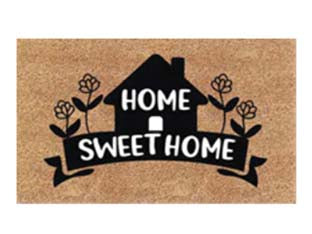 Zerbino cocco home sweet home con casetta spessore mm.15 - cm.40x70 - superficie cocco, fondo PVC antiscivolo