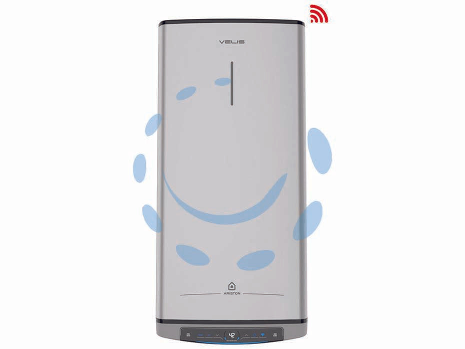 Scaldacqua elettrico ultra sottile velis tech wifi - lt.50, dimensioni mm.511x275x797h. peso kg.23,5 - struttura a doppio serbatoio, WiFi integrato, regolazione elettronica, programmazione oraria, indicatore livello quantità acs...