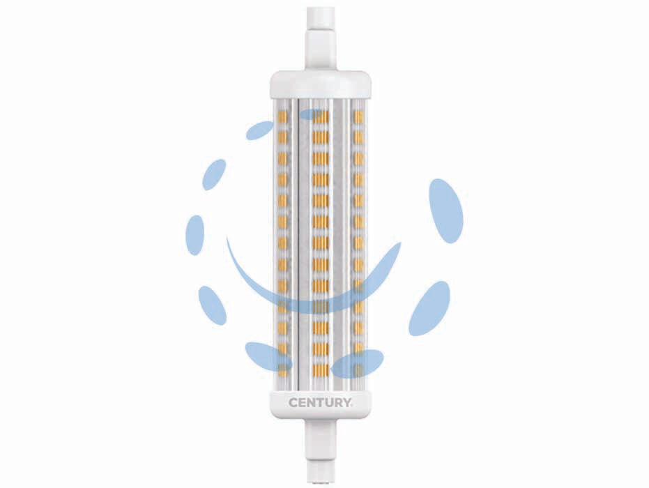 Led lineari r7s mm.118 - 14W - 3000°K calda - 1900 lm - 28x118h - 220-240V lineari led 330°, durata media 20.000 ore, testate per 10.000 accensioni, accensione istantane , IP20