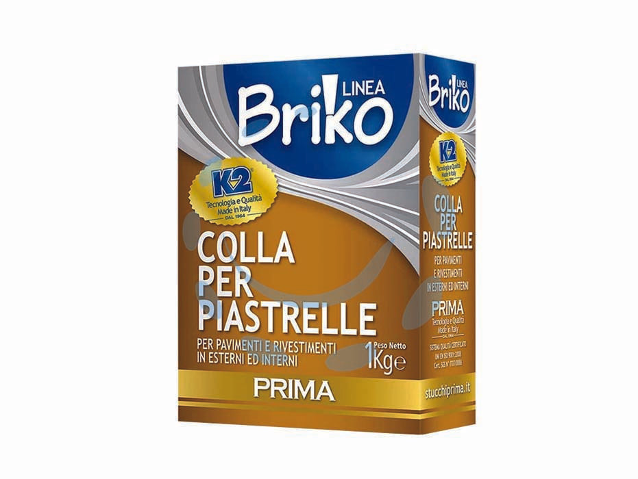 K2 linea briko colla per piastrelle bianca in polvere - Kg.1 in scatola - colla per piastrelle in polvere per piccoli lavori di riparazione e stuccatura, altamente adesiva, per pavimenti e rivestimen...