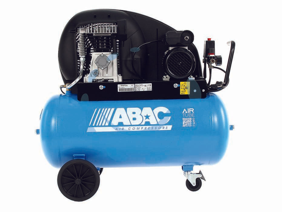 Compressore a cinghia bicilindrico lubrificato a olio lt.90 - (EXT A29B 90 CM2), lubrificato ad olio, lt.90, 1,5 Kw di potenza, 2 Hp, tensione 230v / 50Hz, motore monofase, 1.075 g/m., ar...