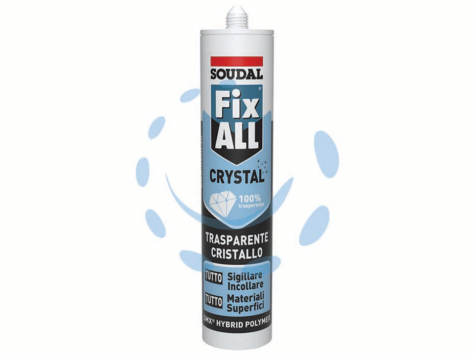 Sigillante adesivo fix all crystal - ml.290 trasparente - sigillante adesivo in cartuccia basato sulla tecnologia MS Polymer ideale per l'incollaggio e la sigillatura sia all'interno ...