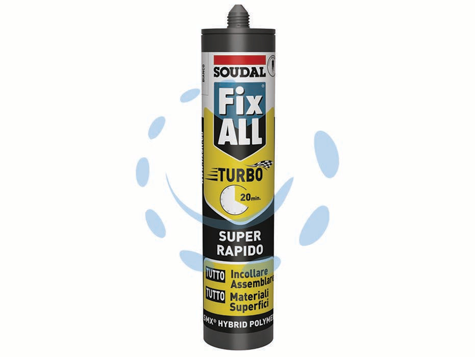 Sigillante adesivo fix all turbo - ml.290 bianco - sigillante adesivo in cartuccia super rapido (20 minuti) basato sulla tecnologia MS Polymer ideale per l'incollaggio e la sig...