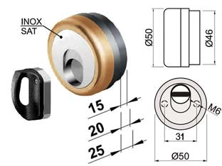 Defender magnetico mag monolito antiacido mr503 bronzato - ø mm.50x15h. compatibile serrature Dierre, ATRA - in acciaio bronzato, interasse mm.31, dotato di 3 chiavi magnetiche, bocchetta in acciaio inox, bocchetta KT5238-39-40 (non i...